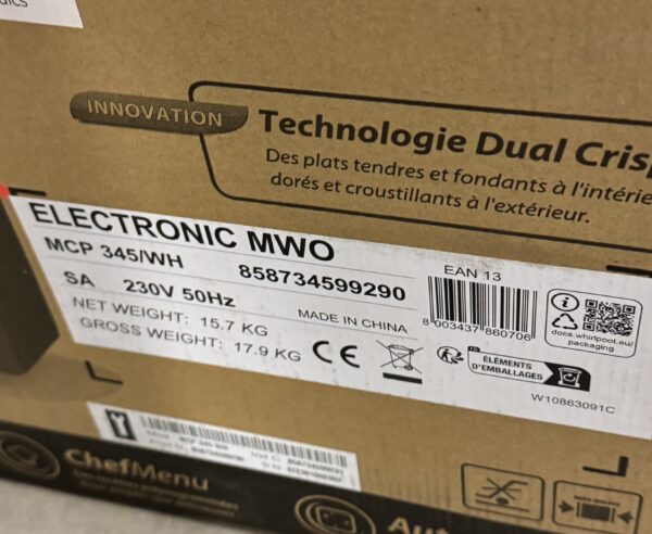 Whirlpool Fristående Mikrovågsugn MCP345WH - Bild 2
