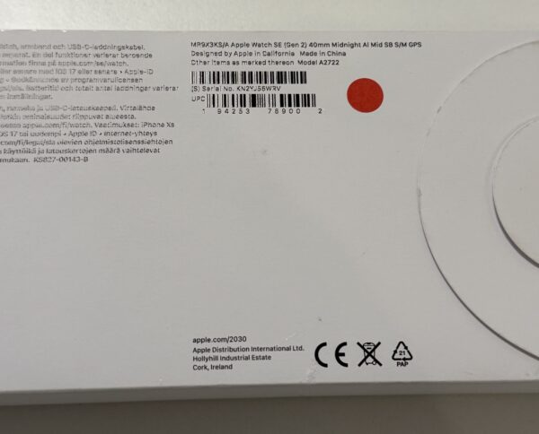 Apple Watch SE 2nd Gen 40mm GPS (Midnight Alu/Midnight sportband S/M) - Bild 2