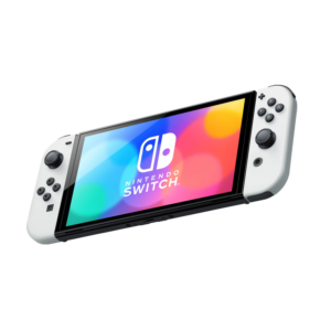 Nintendo Switch OLED gamingkonsol med vita Joy-Con-kontroller