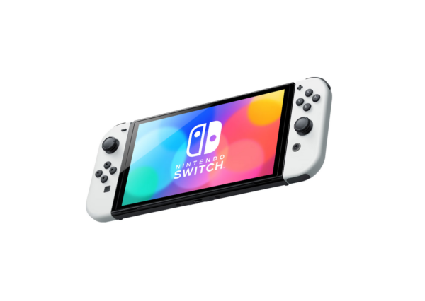 Nintendo Switch OLED gamingkonsol med vita Joy-Con-kontroller