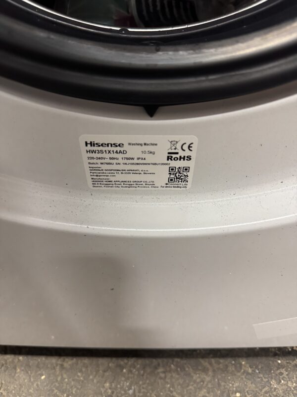 Hisense Tvättmaskin 10,5kg HW3S1X14AD - Bild 2