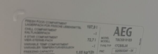 AEG Helintegrerad Kyl/frys TSC5S181ES - Bild 2